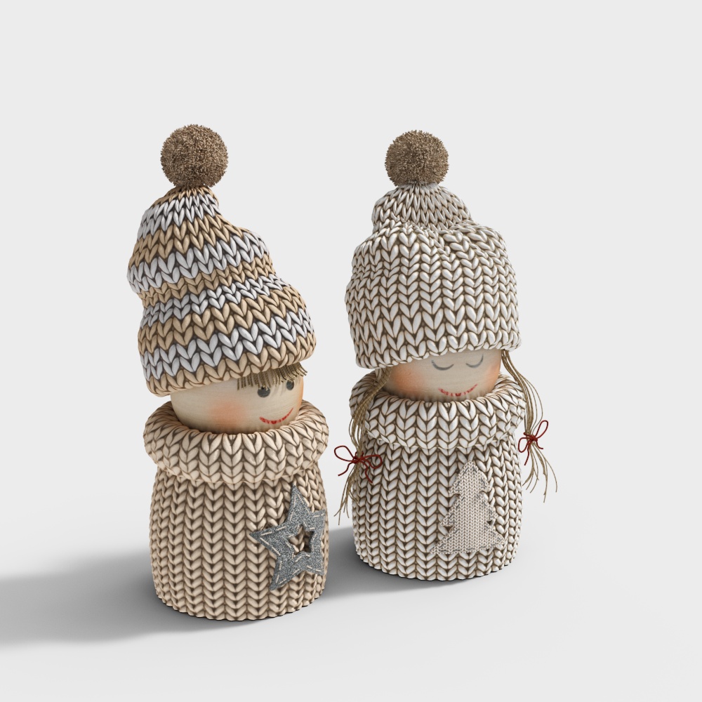 Ornamento Bambola in Stile Crema Moderna