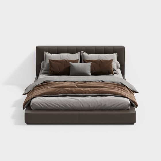 Stylish Low-Poly 3D Bed Model for Contemporary Bedrooms