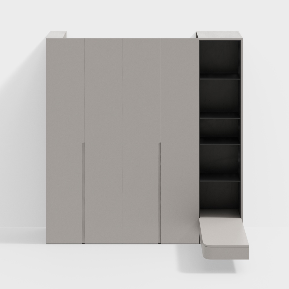 Modern Minimalist Wardrobe with Bedside Table
