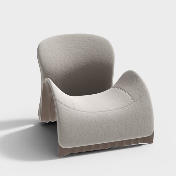 Elegant Curved Low-Polygon Sofa 3D model