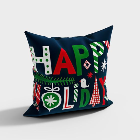 Happy Holidays Pillow 3D model