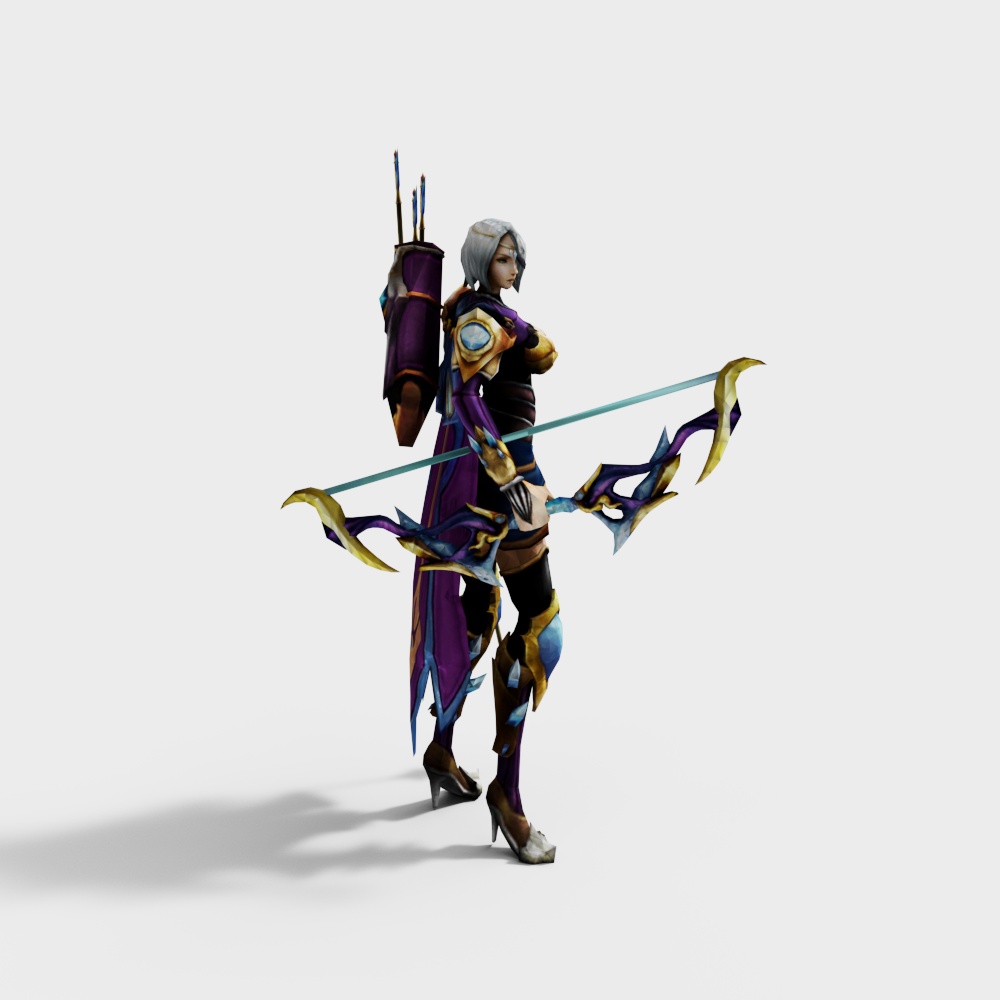 Fantasy Warrior 3D Model in Purple Armor