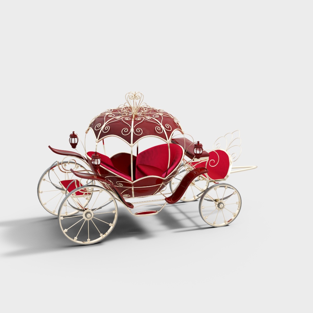 Enchanted Carriage 3D Model – Velvet and Gold Detailing
