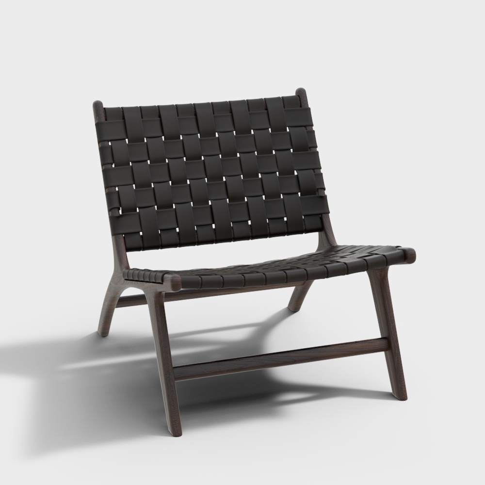 Chaise en cuir de selle en bois massif nordique