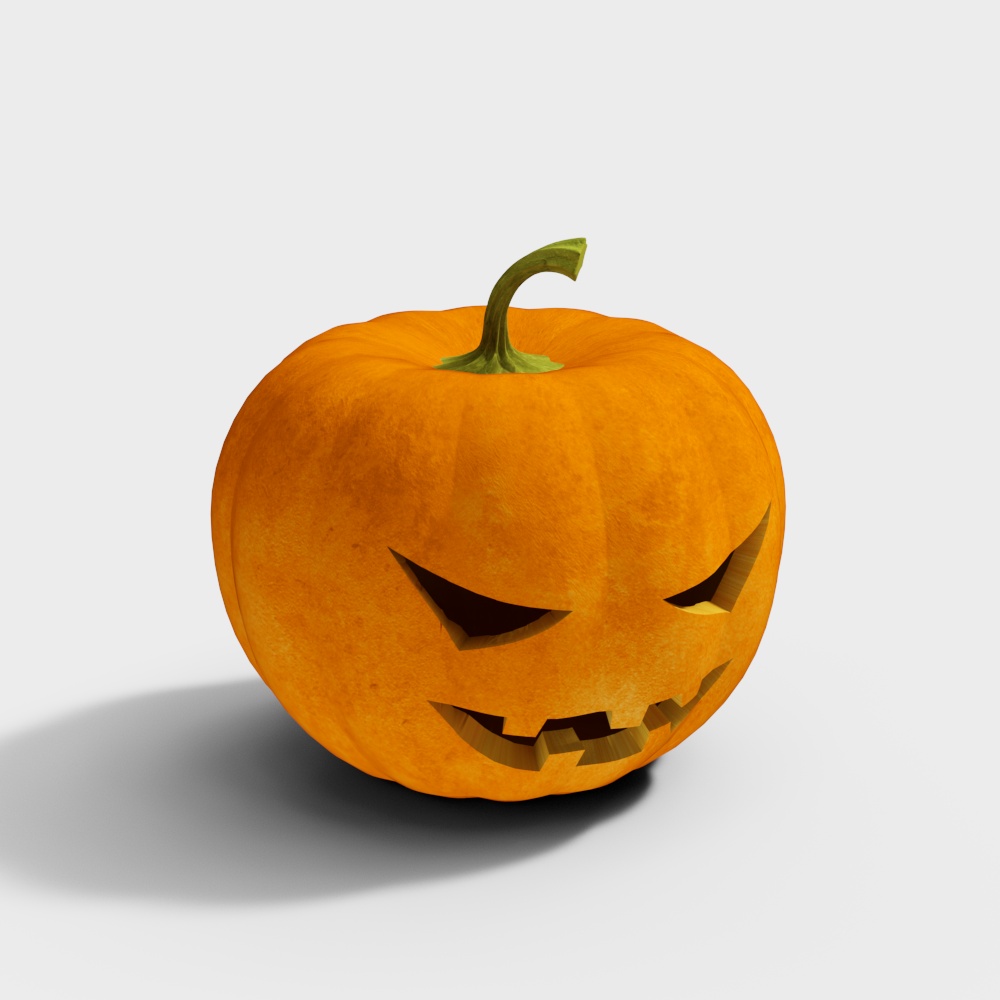 Pumpkin Lantern 3D Model – Low Polygon Halloween Decor
