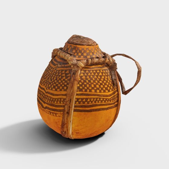 Handcrafted African Traditional Water Bottle 3D model