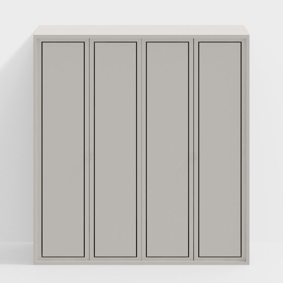 Sleek 4-Door Wardrobe 3D model for Modern Spaces