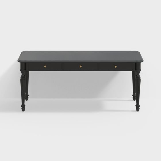 Elegant Black and Gold Office Desk 3D model