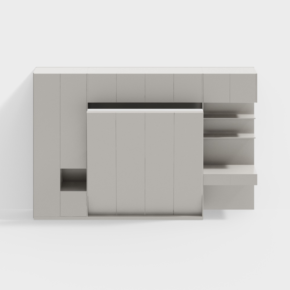 Armoire Intégrée Moderne avec Lit Pliant Caché