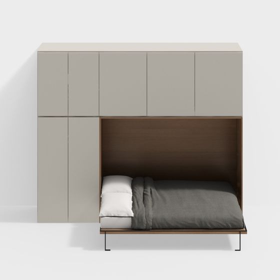 Stylish Wall-Mounted Bed Cabinet 3D model for Modern Spaces