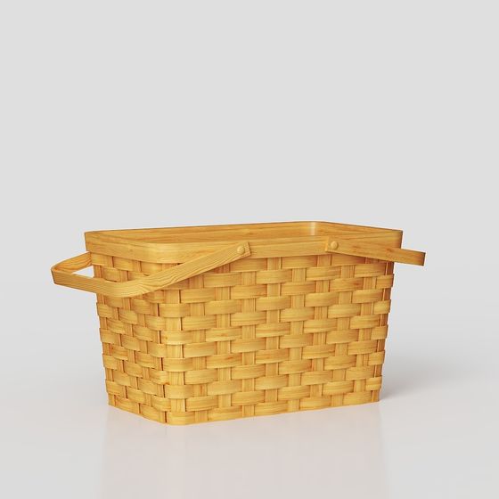 Low-Poly Woven Basket 3D Model