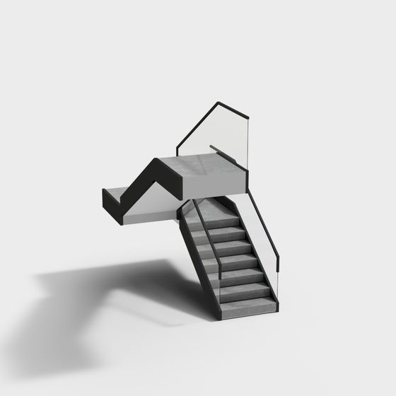Stylish Minimalist Staircase 3D model for Modern Spaces
