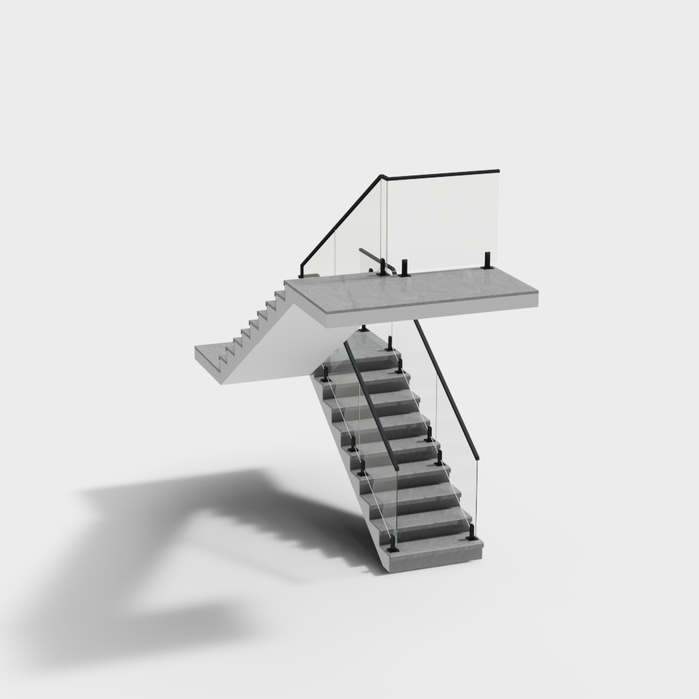 Minimalist Concrete Staircase 3D model