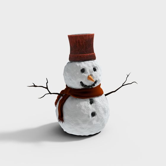 Adorable Winter Snowman 3D Model for Festive Designs