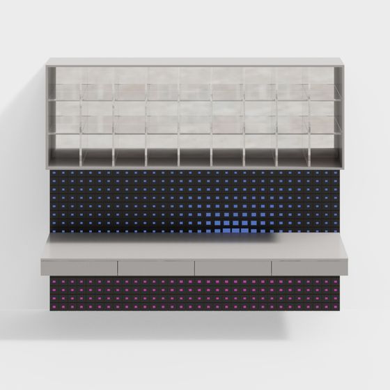 Modern Low-Poly Display Cabinet 3D model