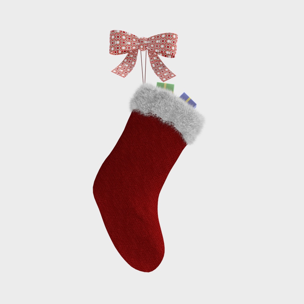Charming Christmas Stocking 3D Model – Festive Knitted Design