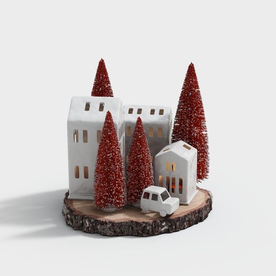 Cozy Winter Town 3D Model