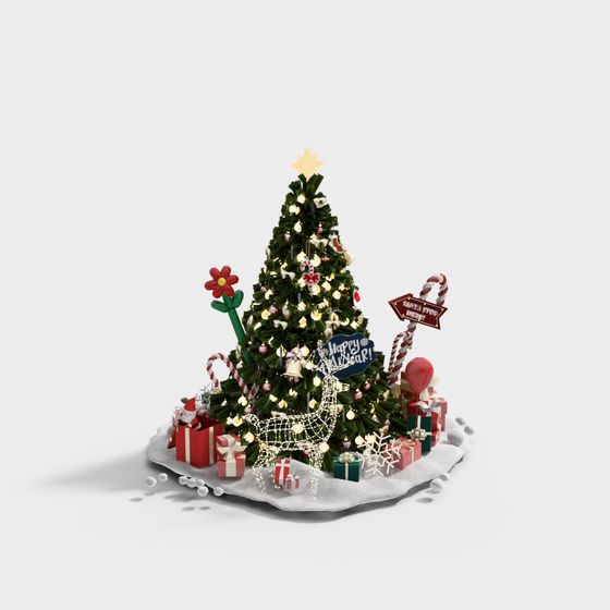 Festive Christmas Tree 3D model for Celebrations