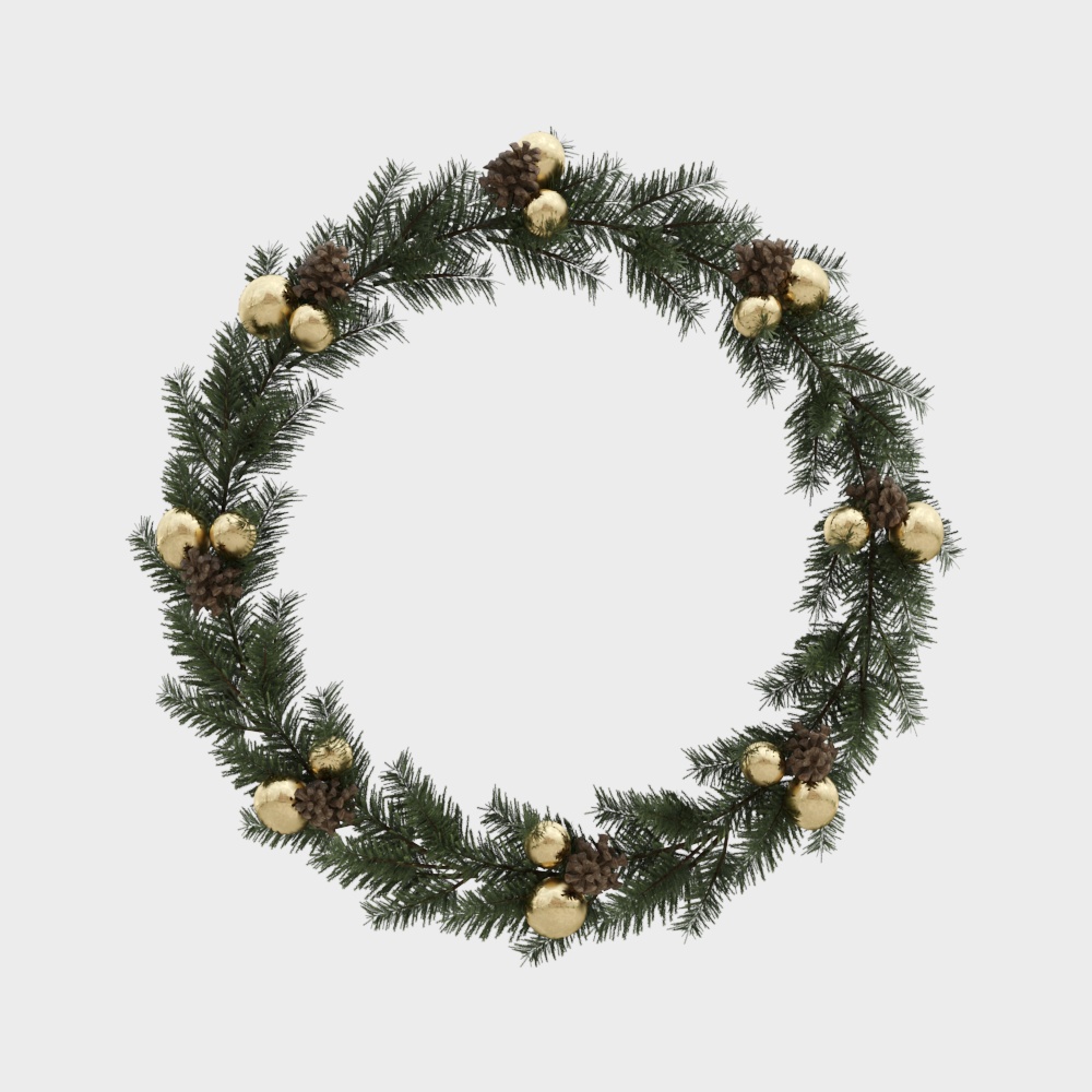 Charming Christmas Wreath 3D Model – Festive Low-Poly Design