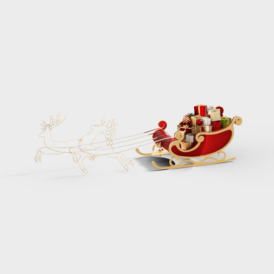 Festive Christmas Sleigh 3D Model