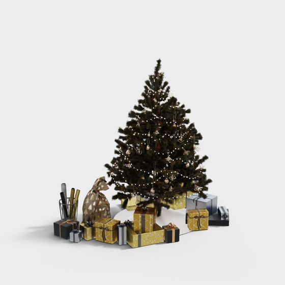 Detailed Low-Poly Christmas Tree 3D Model