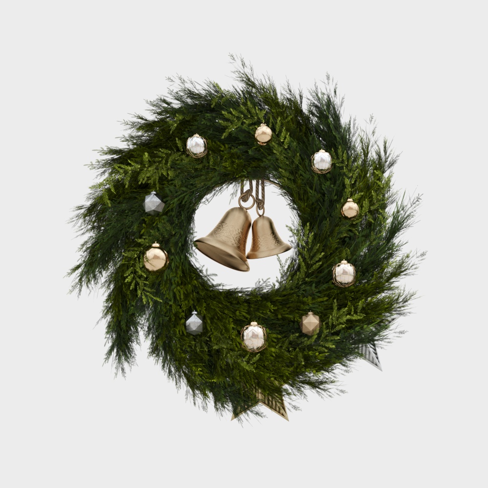 Charming Christmas Wreath 3D Model – Festive Holiday Decor