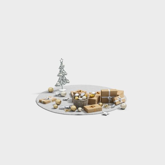 Charming Christmas Tree and Gift Box 3D model