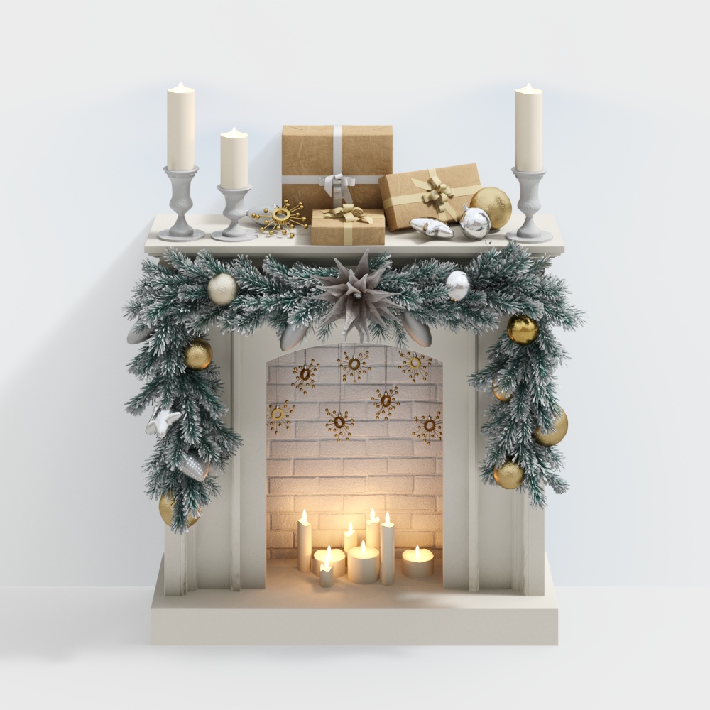 圣诞壁炉装饰组合