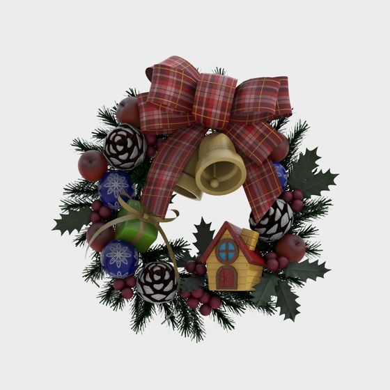 Enchanting Christmas Wreath 3D model