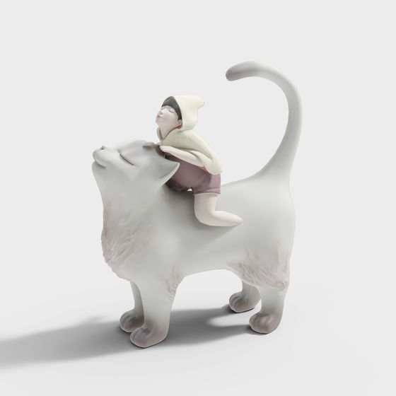 Cat and Recliner Low-Poly 3D model