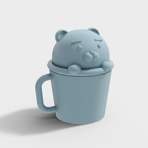 Charming Bear in a Mug 3D model