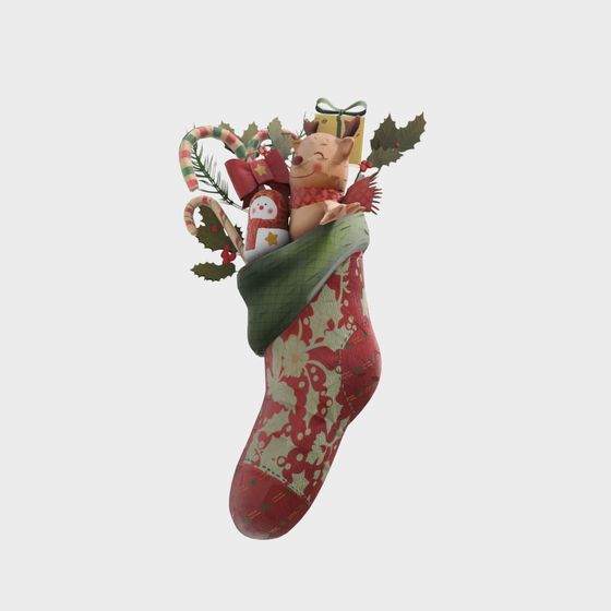 Festive Christmas Stocking 3D Model
