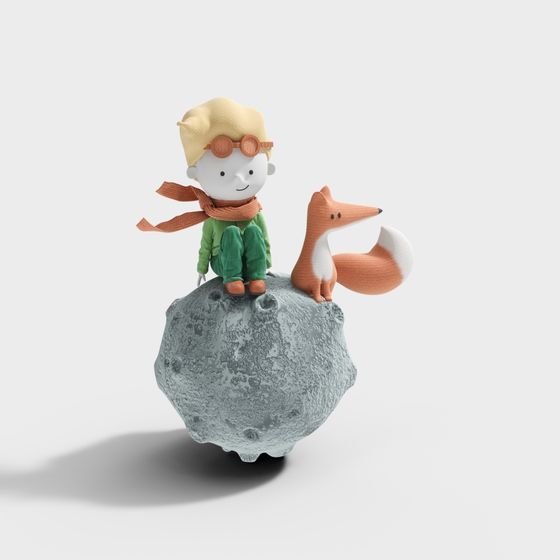Moon Explorer with Fox Companion 3D model