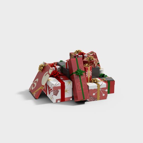 Festive Stacked Gift Boxes 3D model
