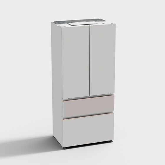 Elegant Low-Poly 3D Refrigerator Model