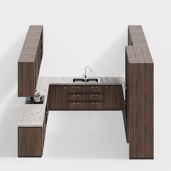 Modern Low-Poly Kitchen 3D model for Creative Projects