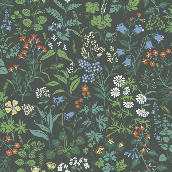 Modern Green Plant Print Wallpaper 1000x1000