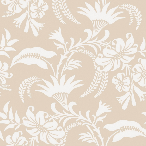 Modern Plant Print Wallpaper 3D Model 1000*1000 in Wood Color