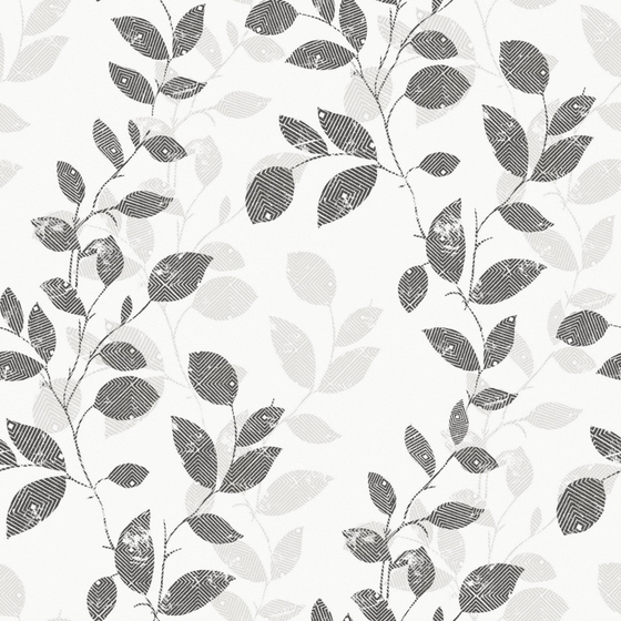 Beige Modern Plant Print Wallpaper 3D Model 1000x1000