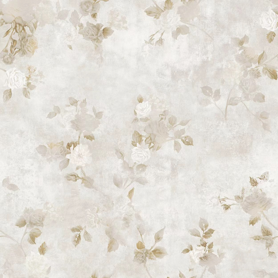 American Style Warm Color Floral Bird Wallpaper 3D Model in Beige