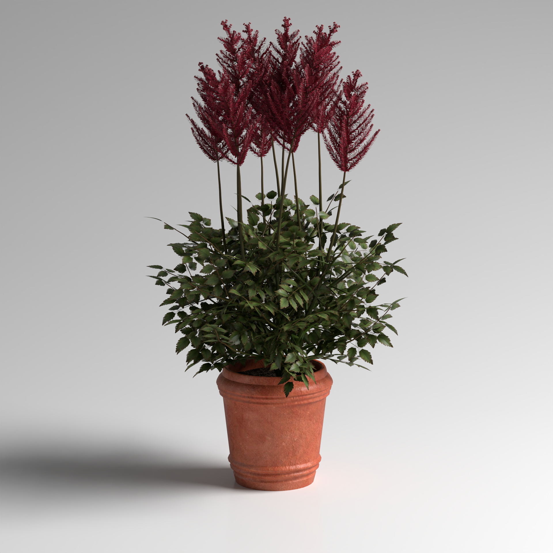 Stylish Flowerpot Planting Group 3D Model in Wood Color