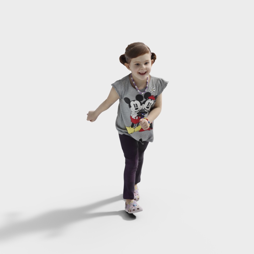 Playful Little Girl 3D Model for Creative Projects