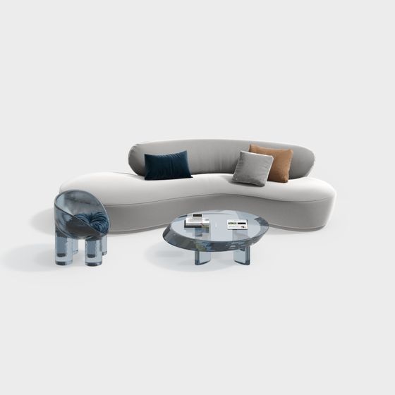 Streamlined Living Room Sofa 3D model