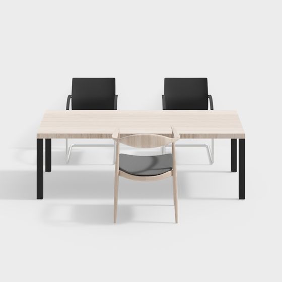 Stylish Conference Table and Chair Set 3D model