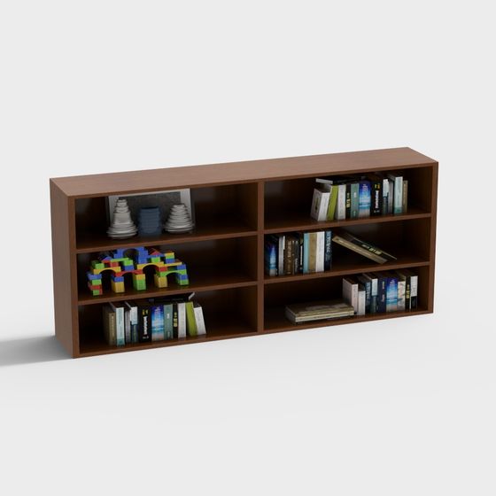 Elegant Low-Poly Bookshelf 3D model for Creative Projects