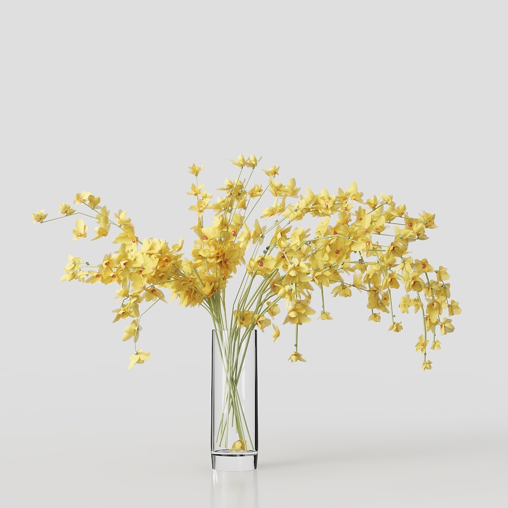 Modern Floral Vanda Yellow Butterfly Orchid