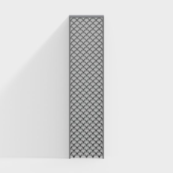 New Chinese-Style Hollow Partition 3D Model in Gray