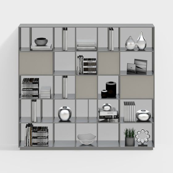 Modern Gray Storage Cabinet 3D Model for Functional Spaces