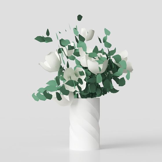 Low Polygon Paper Flower Bouquet 3D Model