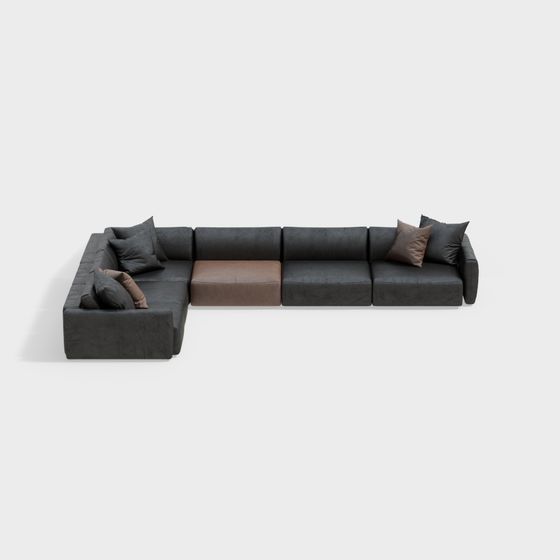 Minotti-L Sofa 3D Model in Black Finish